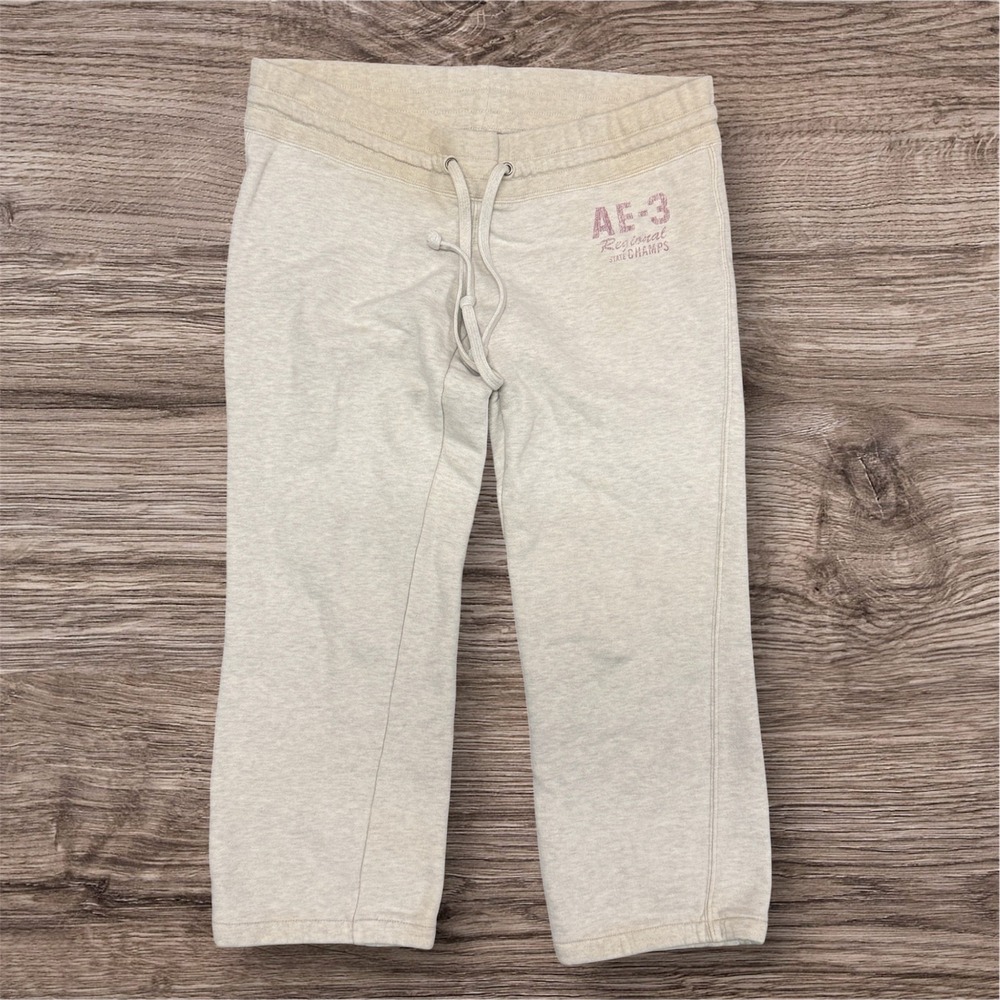 American Eagle Outfitters Gray Track & Field Graphic Crop Sweatpants Medium